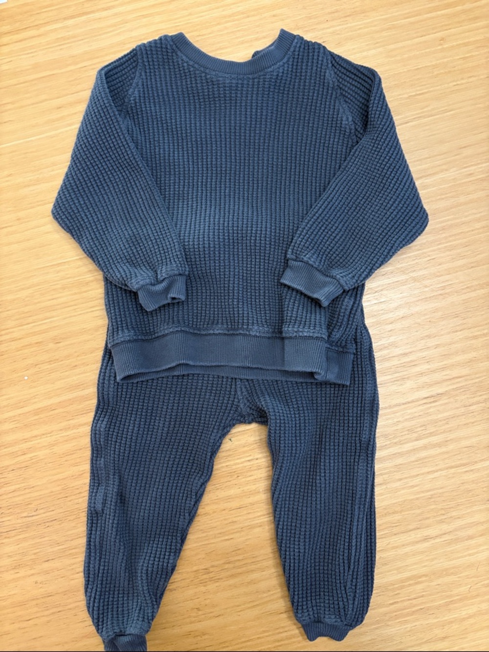 Zara Kids Black Waffle Knit Matching Set